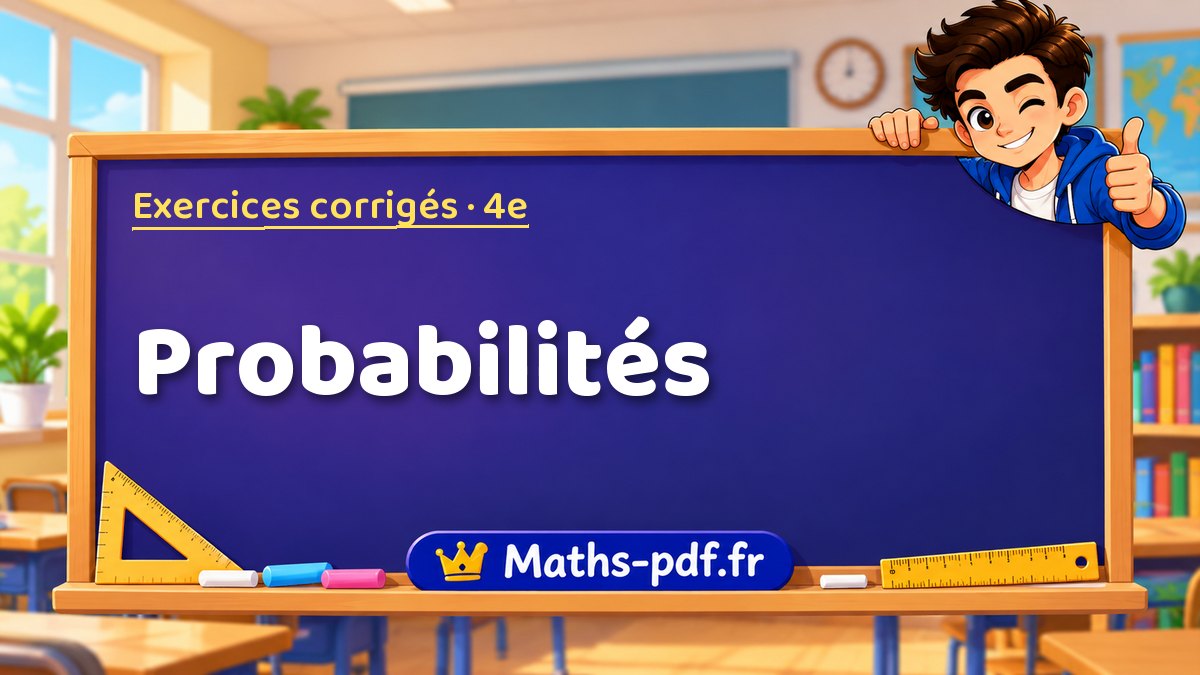 Probabilités – Exercices de maths corrigés niveau 4e sur Maths-pdf.fr