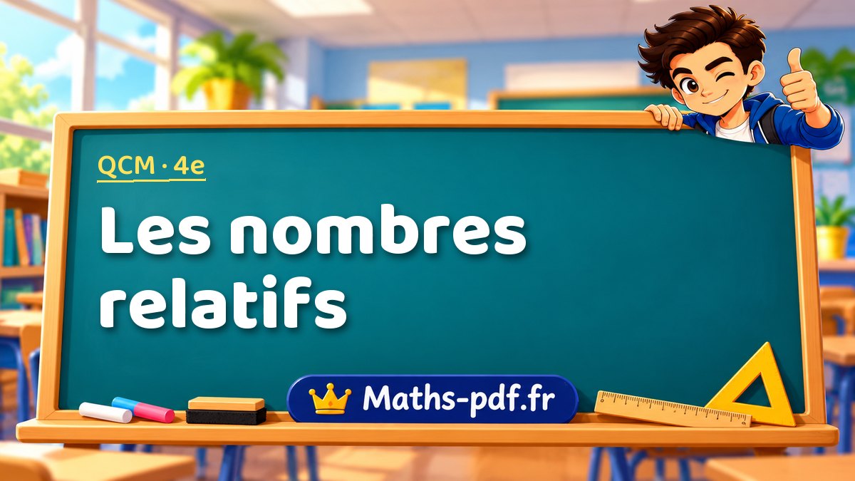 Les nombres relatifs – QCM de maths niveau 4e sur Maths-pdf.fr