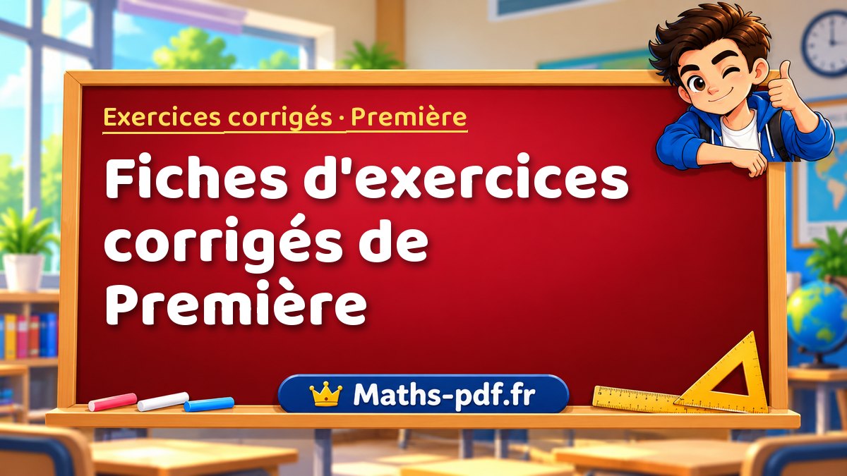 Fiches d'exercices corrigés de Première : exercices de maths en 1ère corrigés à imprimer en PDF ou à télécharger