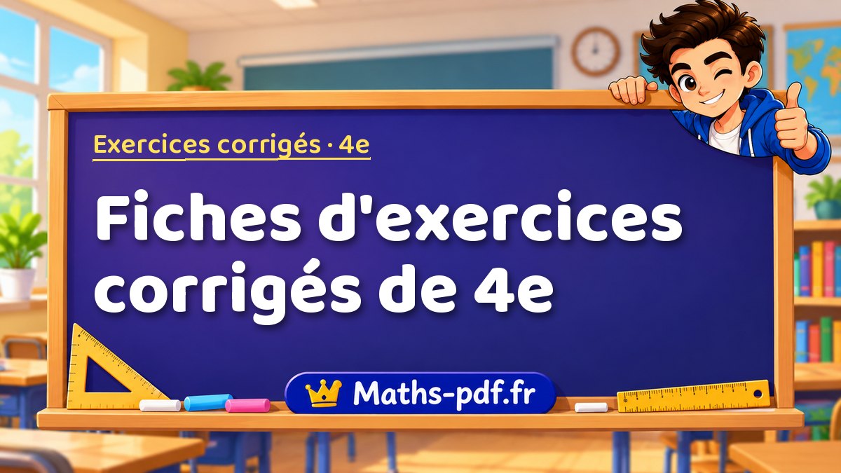 Fiches d'exercices corrigés de 4e : exercices de maths en 4ème corrigés à télécharger en PDF ou à imprimer