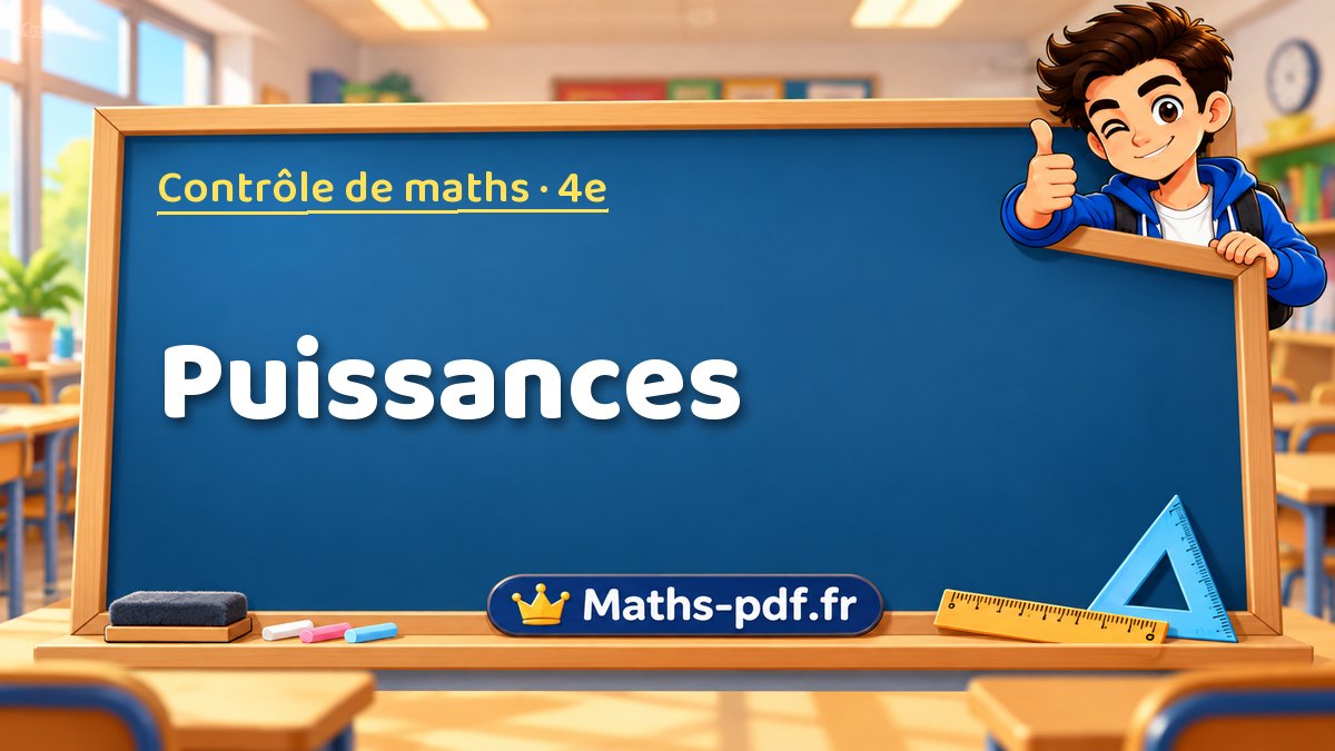 Puissances – Contrôle de maths niveau 4e sur Maths-pdf.fr