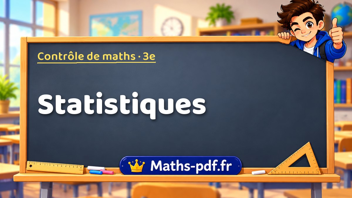 Statistiques – Contrôle de maths niveau 3e sur Maths-pdf.fr