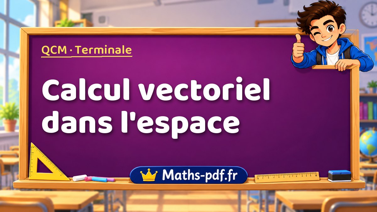 Calcul vectoriel dans l'espace – QCM de maths niveau Terminale sur Maths-pdf.fr