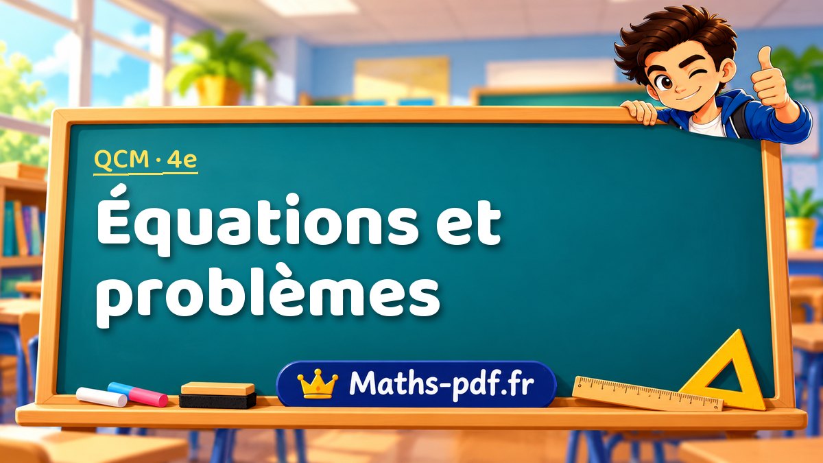Équations et problèmes – QCM de maths niveau 4e sur Maths-pdf.fr
