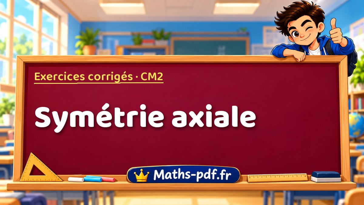 Symétrie axiale – Exercices de maths corrigés niveau CM2 sur Maths-pdf.fr
