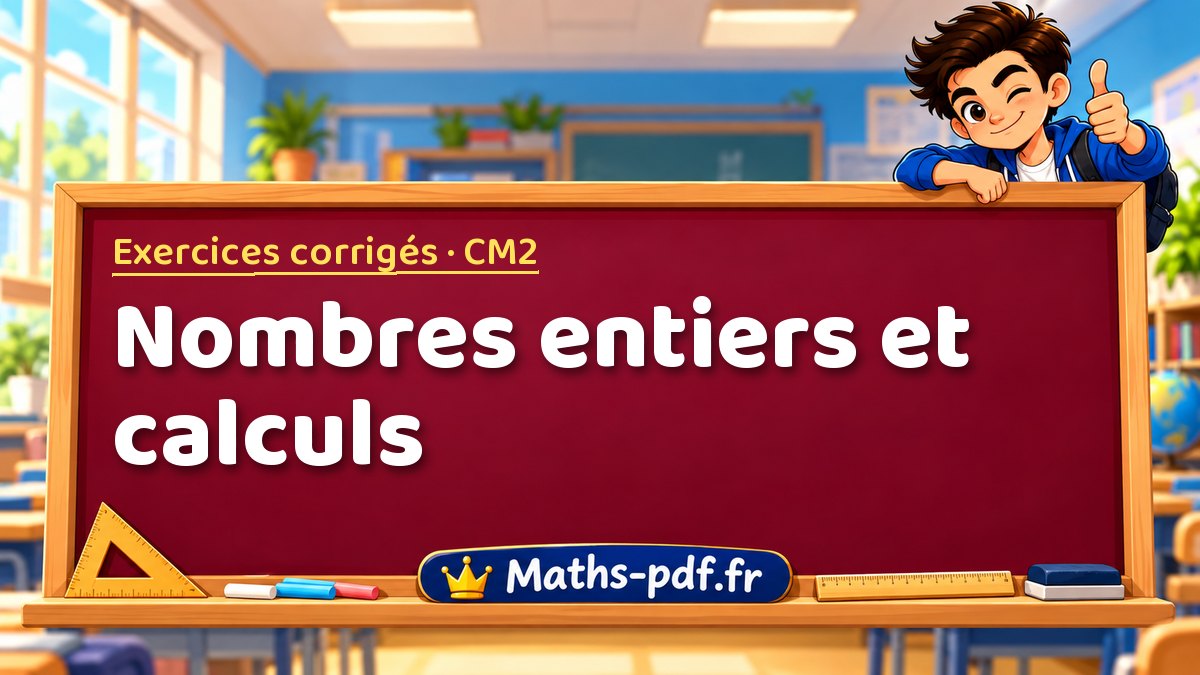 Nombres entiers et calculs – Exercices de maths corrigés niveau CM2 sur Maths-pdf.fr
