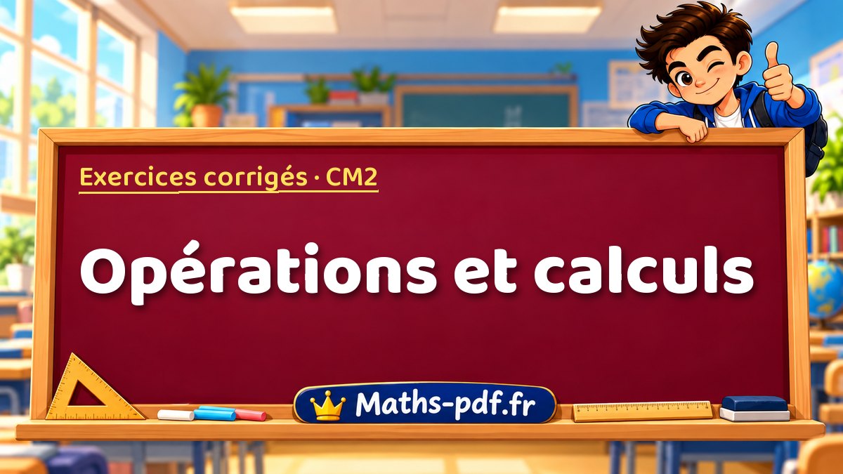 Opérations et calculs – Exercices de maths corrigés niveau CM2 sur Maths-pdf.fr