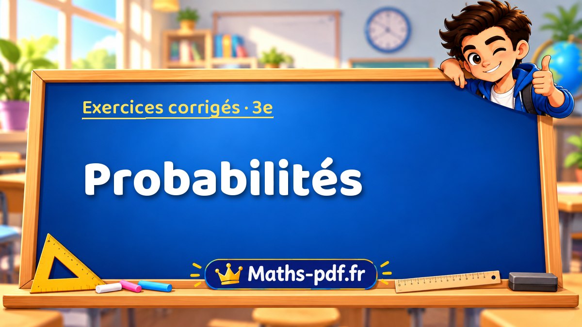 Probabilités – Exercices de maths corrigés niveau 3e sur Maths-pdf.fr