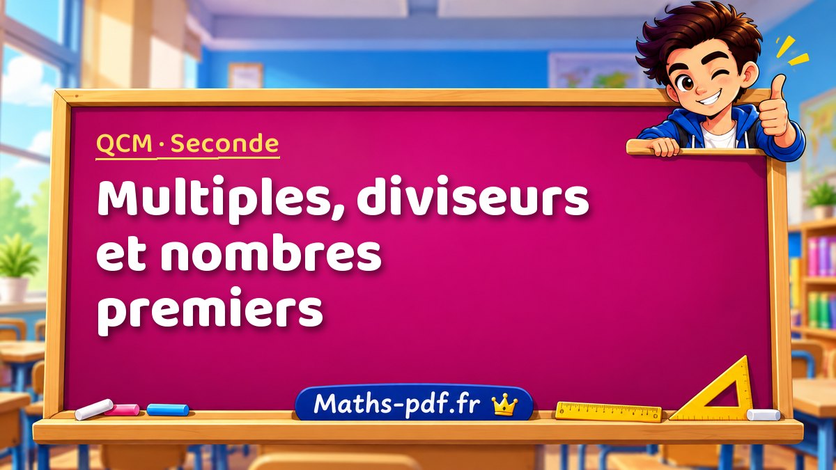 Multiples, diviseurs et nombres premiers – QCM de maths niveau Seconde sur Maths-pdf.fr