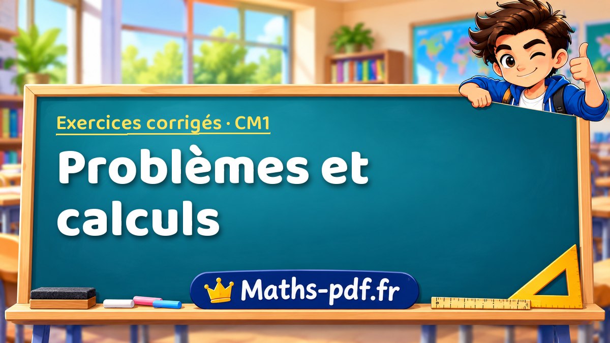 Problèmes et calculs – Exercices de maths corrigés niveau CM1 sur Maths-pdf.fr