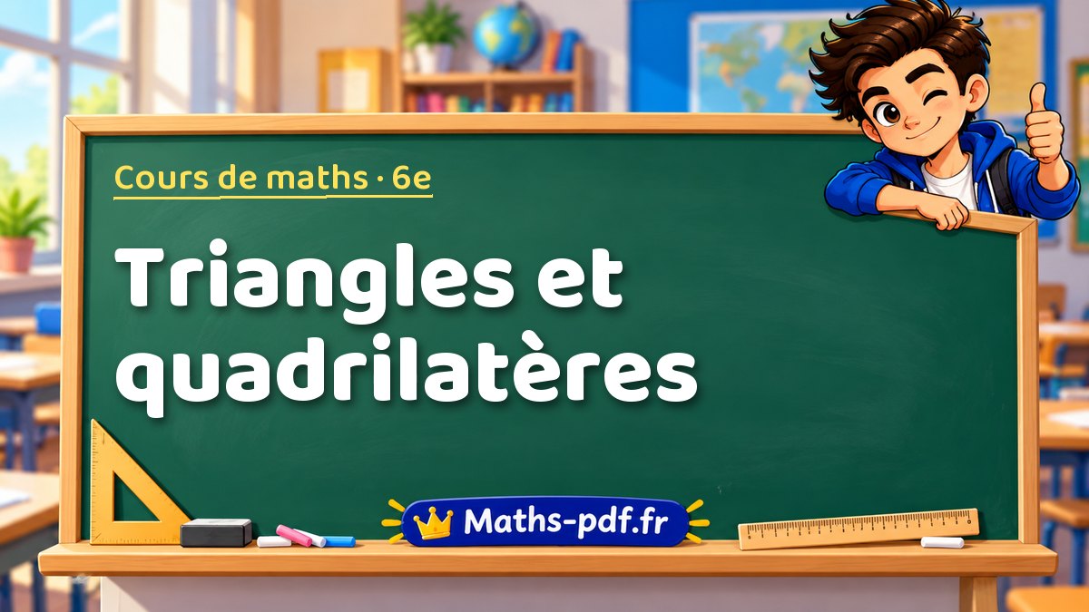 Triangles et quadrilatères – Cours de maths niveau 6e sur Maths-pdf.fr