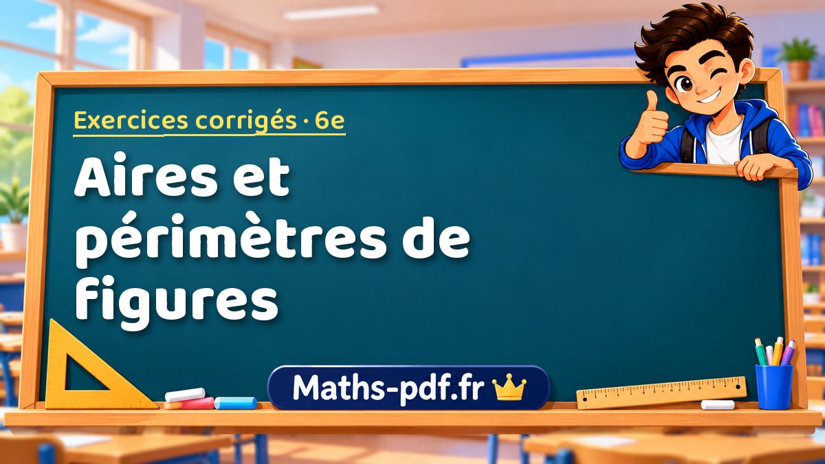 Aires et périmètres de figures – Exercices de maths corrigés niveau 6e sur Maths-pdf.fr