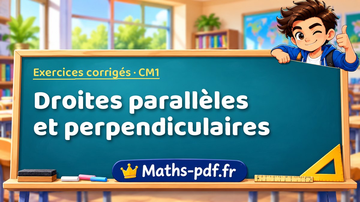 Droites parallèles et perpendiculaires – Exercices de maths corrigés niveau CM1 sur Maths-pdf.fr
