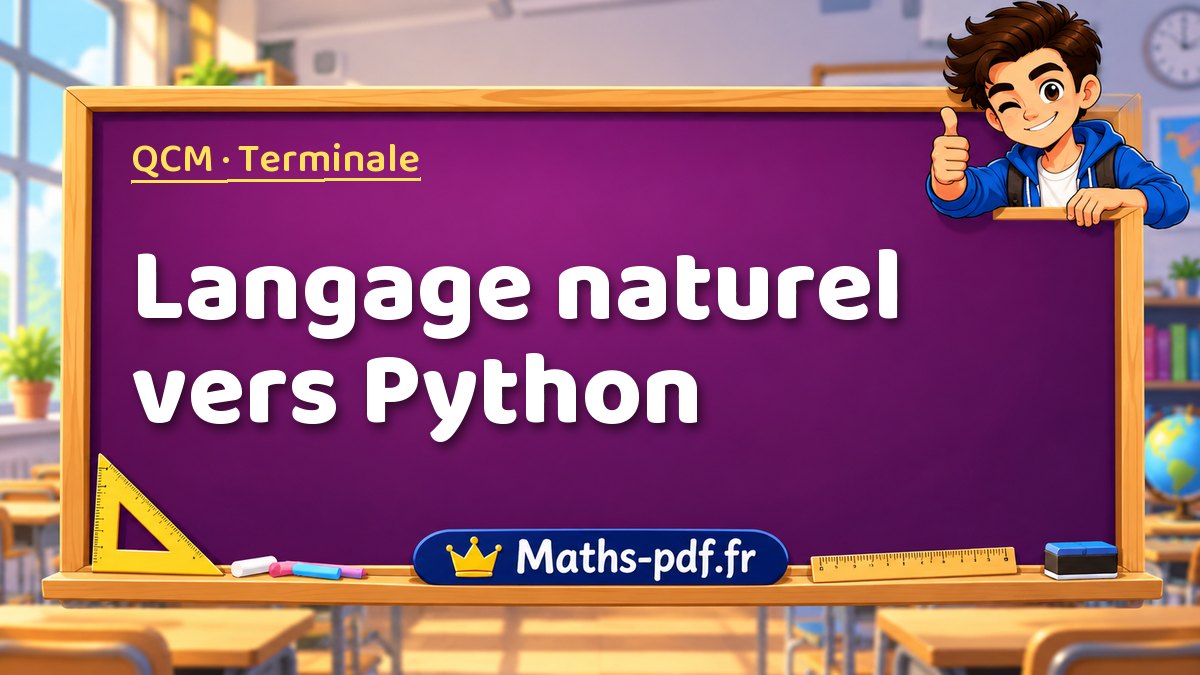 Langage naturel vers Python – QCM de maths niveau Terminale sur Maths-pdf.fr