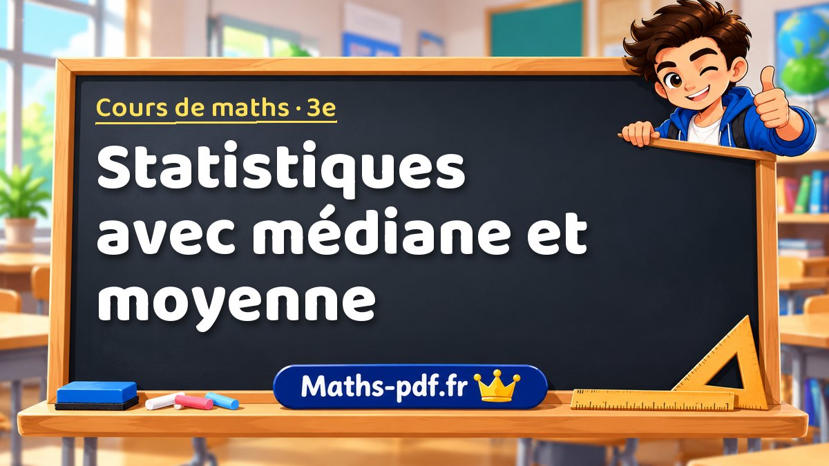 Statistiques avec médiane et moyenne – Cours de maths niveau 3e sur Maths-pdf.fr