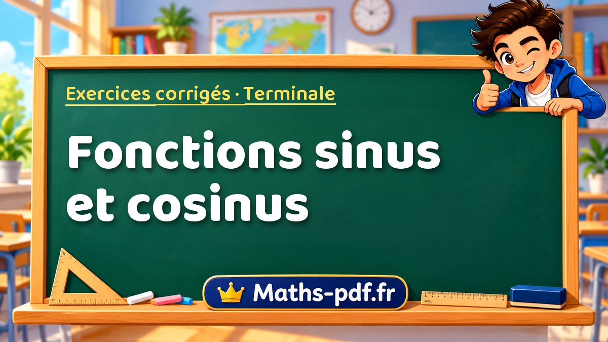 Fonctions sinus et cosinus – Exercices de maths corrigés niveau Terminale sur Maths-pdf.fr