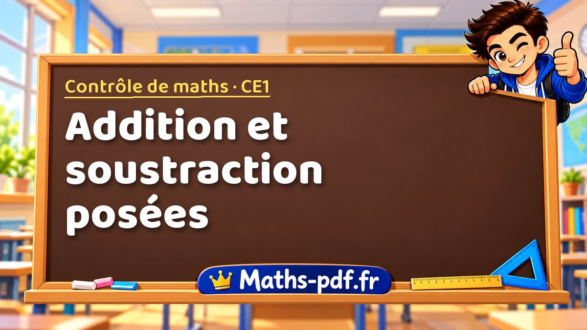 Addition et soustraction posées – Contrôle de maths niveau CE1 sur Maths-pdf.fr