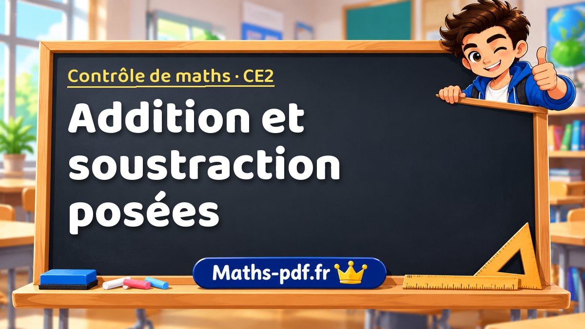 Addition et soustraction posées – Contrôle de maths niveau CE2 sur Maths-pdf.fr