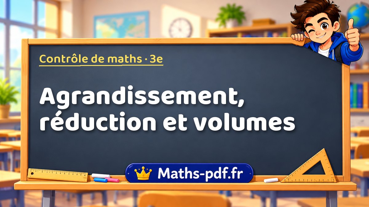 Agrandissement, réduction et volumes – Contrôle de maths niveau 3e sur Maths-pdf.fr