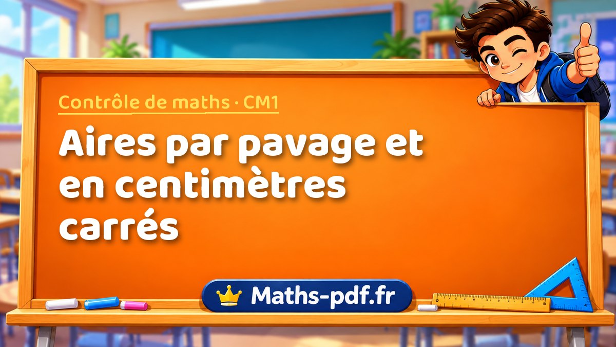 Aires par pavage et en centimètres carrés – Contrôle de maths niveau CM1 sur Maths-pdf.fr