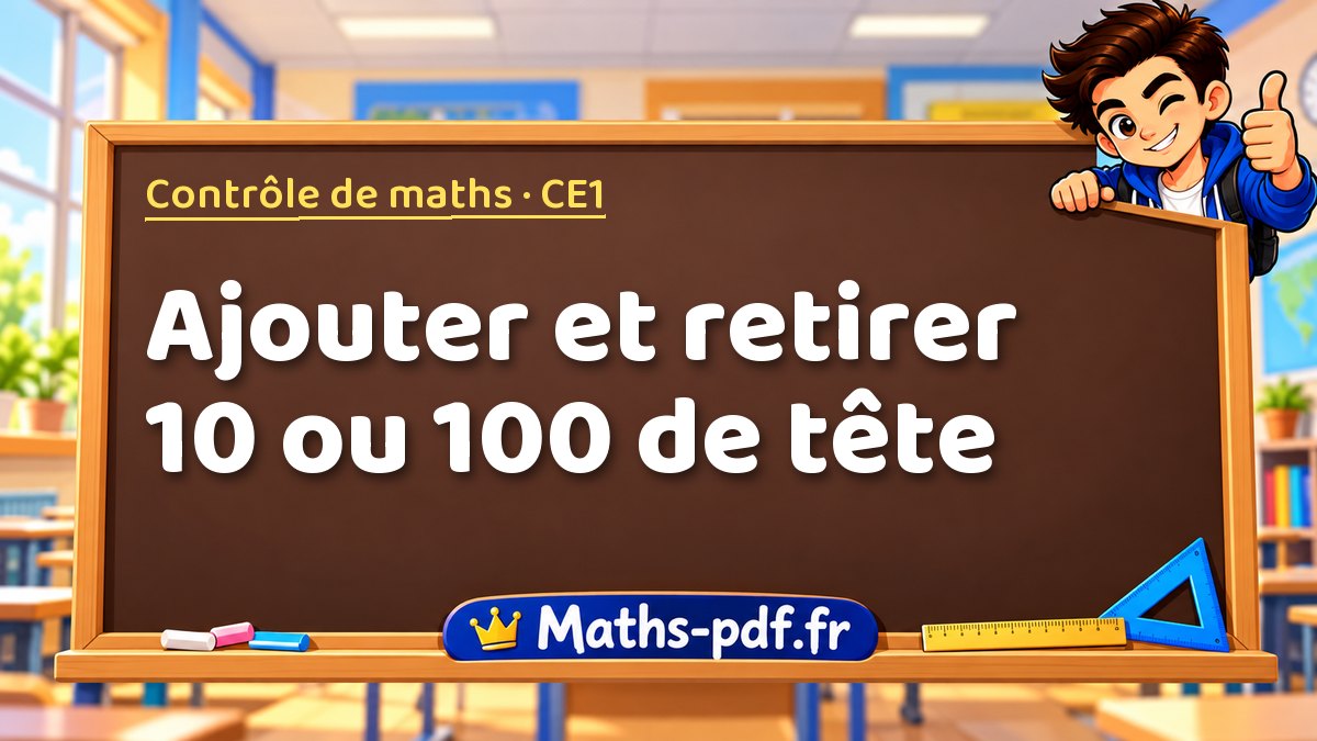Ajouter et retirer 10 ou 100 de tête – Contrôle de maths niveau CE1 sur Maths-pdf.fr