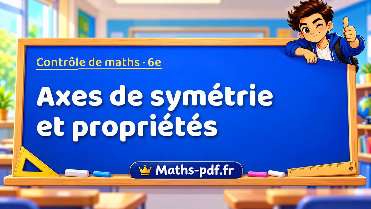 Axes de symétrie et propriétés – Contrôle de maths niveau 6e sur Maths-pdf.fr