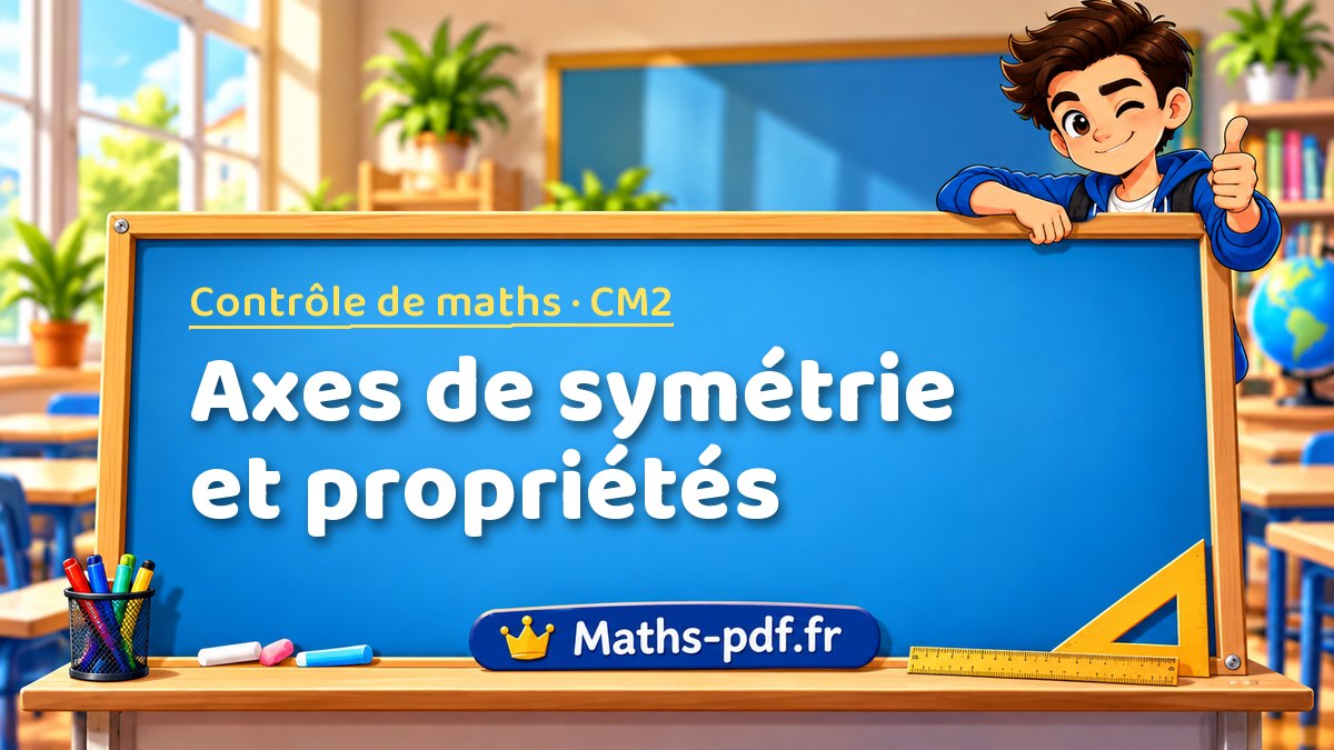 Axes de symétrie et propriétés – Contrôle de maths niveau CM2 sur Maths-pdf.fr