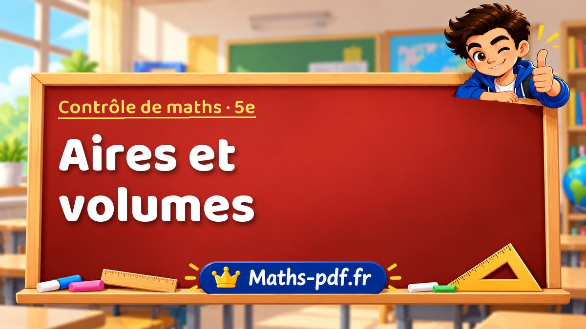Aires et volumes – Contrôle de maths niveau 5e sur Maths-pdf.fr