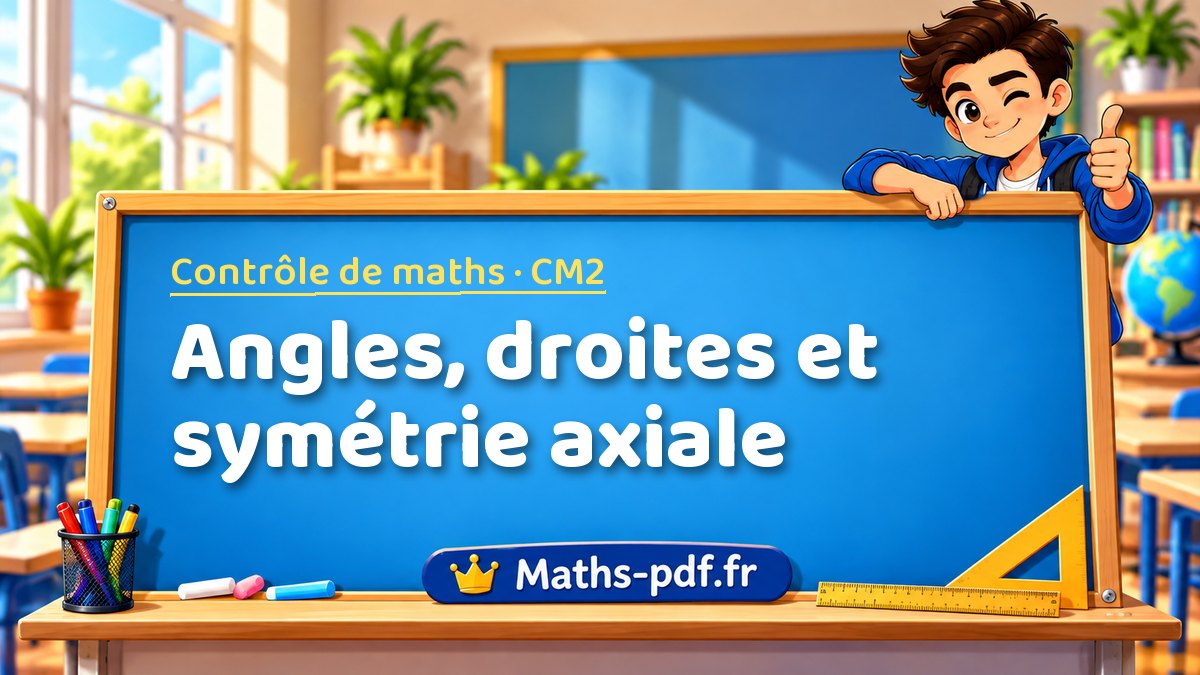 Angles, droites et symétrie axiale – Contrôle de maths niveau CM2 sur Maths-pdf.fr