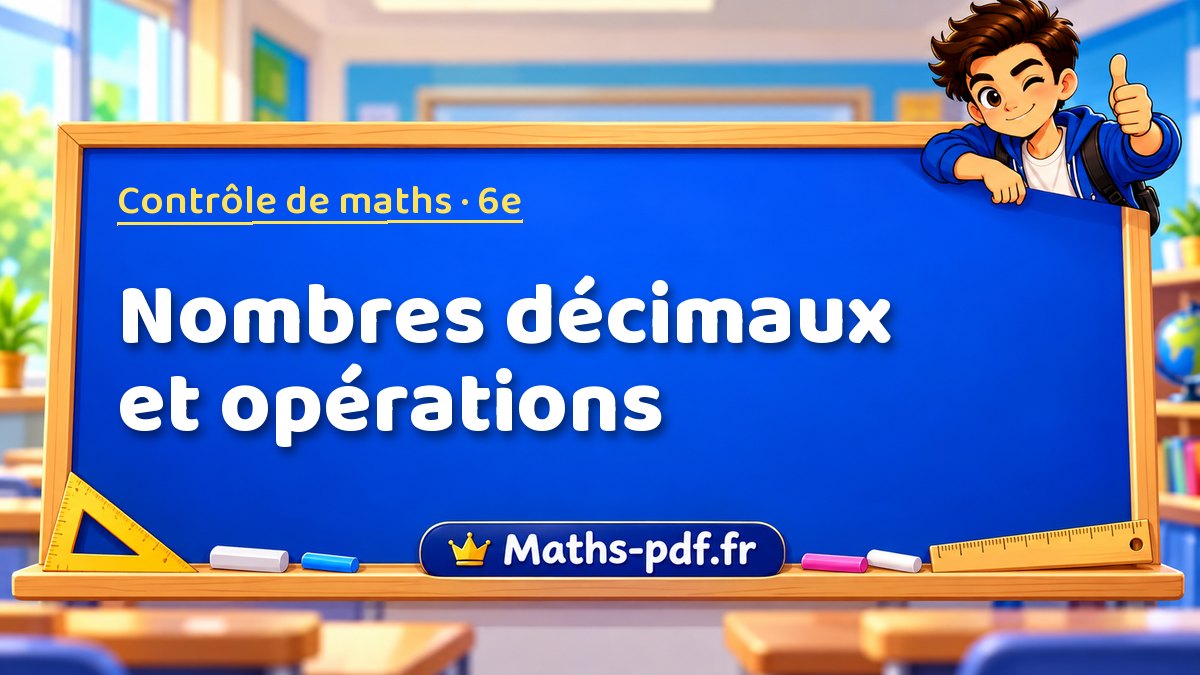 Nombres décimaux et opérations – Contrôle de maths niveau 6e sur Maths-pdf.fr