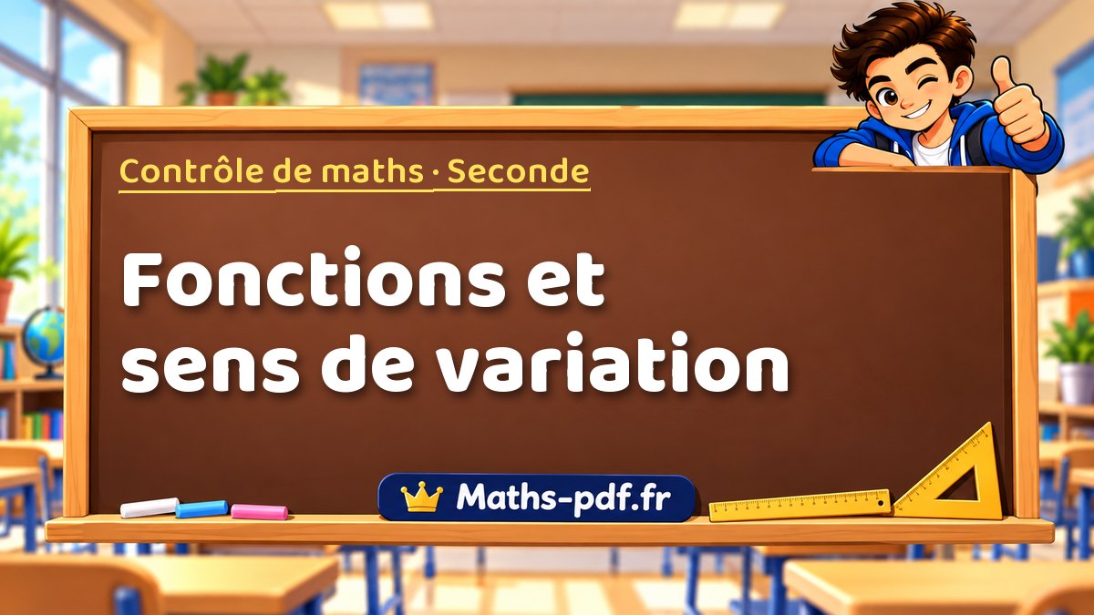 Fonctions et sens de variation – Contrôle de maths niveau Seconde sur Maths-pdf.fr