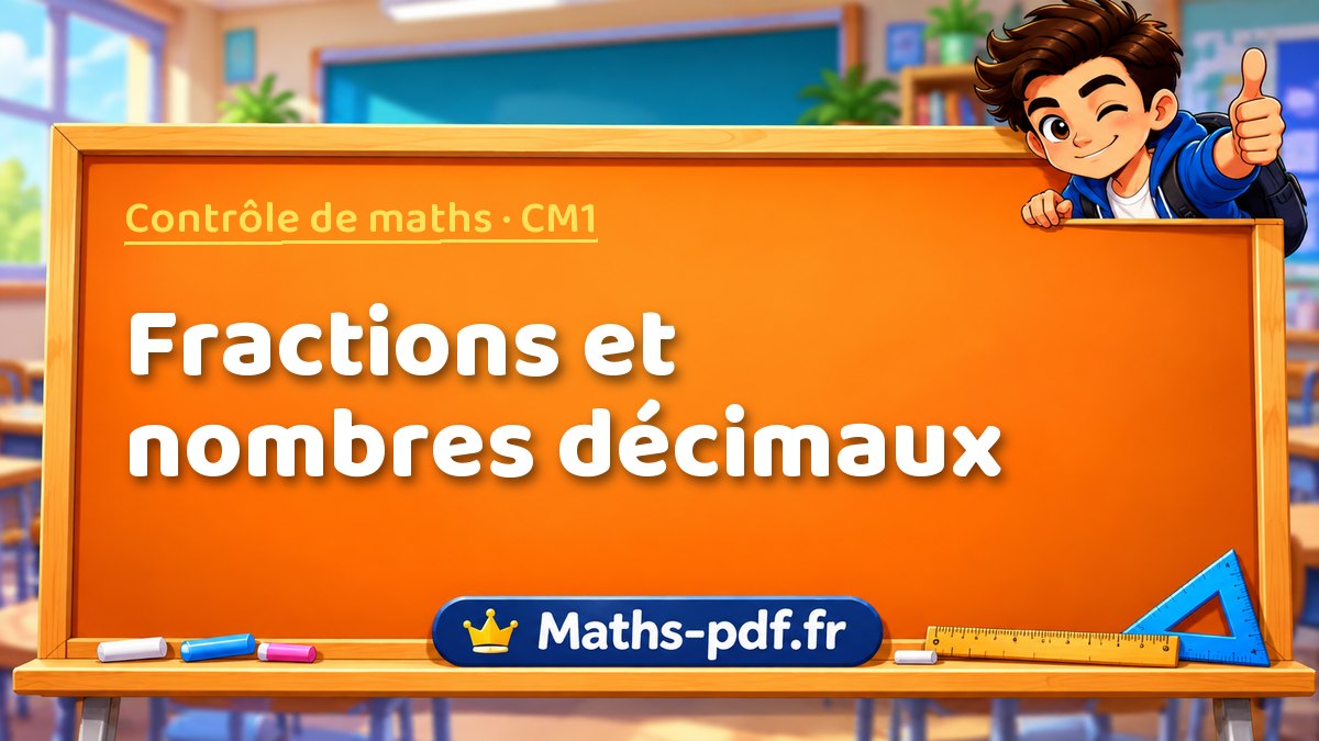 Fractions et nombres décimaux – Contrôle de maths niveau CM1 sur Maths-pdf.fr