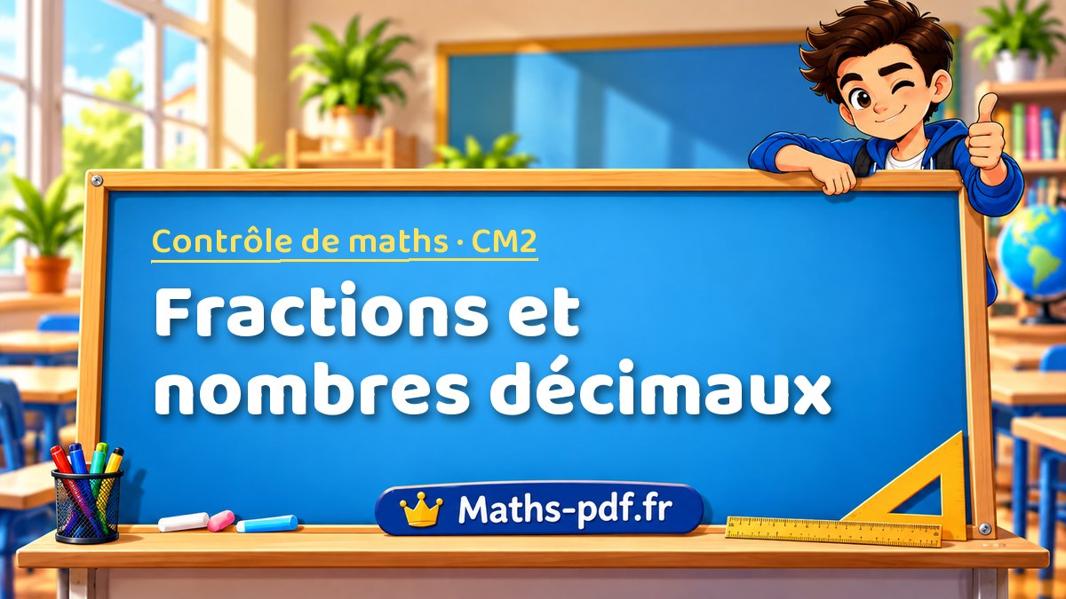 Fractions et nombres décimaux – Contrôle de maths niveau CM2 sur Maths-pdf.fr
