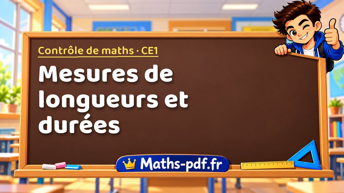 Mesures de longueurs et durées – Contrôle de maths niveau CE1 sur Maths-pdf.fr