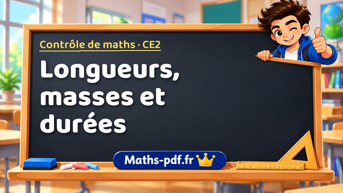 Longueurs, masses et durées – Contrôle de maths niveau CE2 sur Maths-pdf.fr