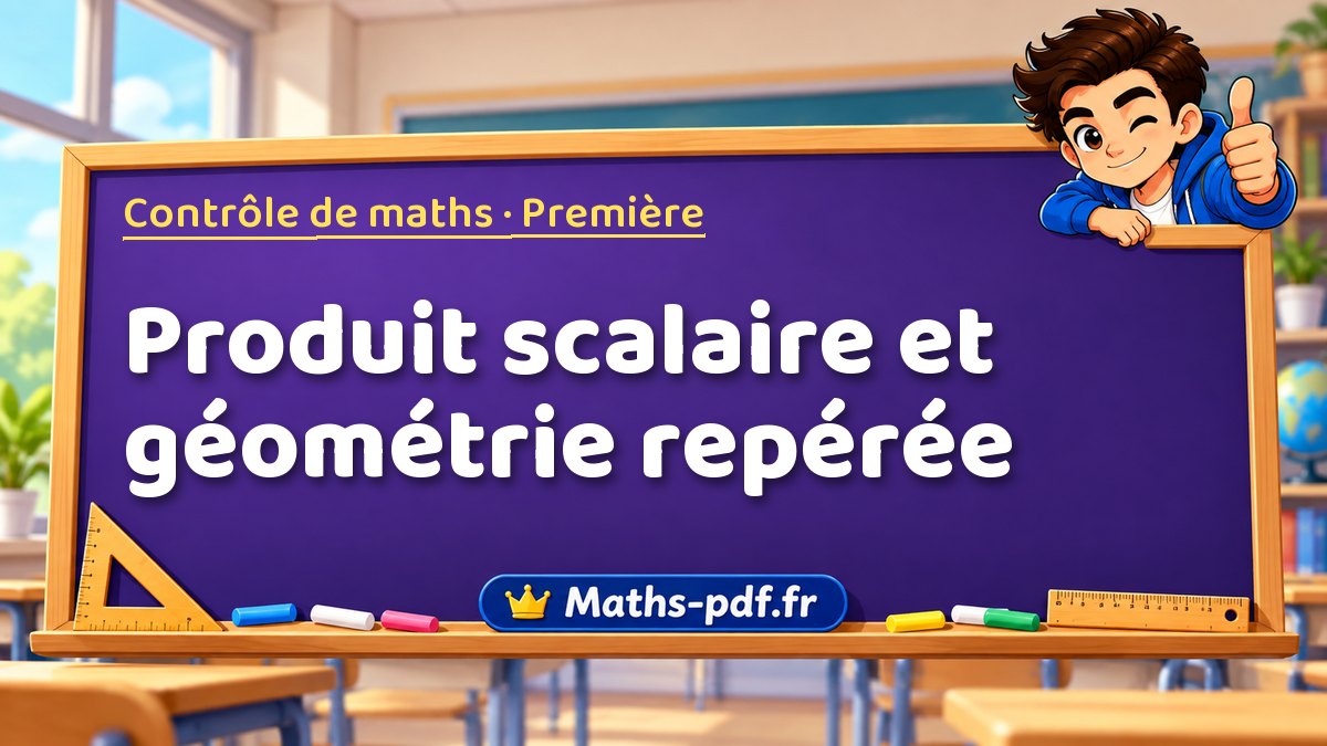 Produit scalaire et géométrie repérée – Contrôle de maths niveau Première sur Maths-pdf.fr