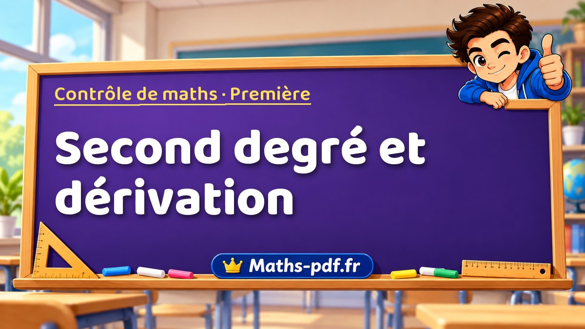 Second degré et dérivation – Contrôle de maths niveau Première sur Maths-pdf.fr