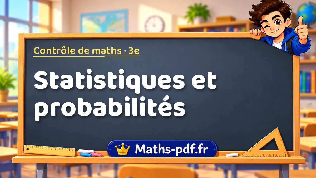 Statistiques et probabilités – Contrôle de maths niveau 3e sur Maths-pdf.fr