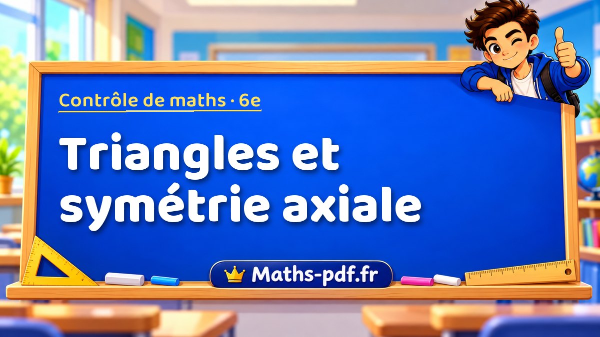 Triangles et symétrie axiale – Contrôle de maths niveau 6e sur Maths-pdf.fr