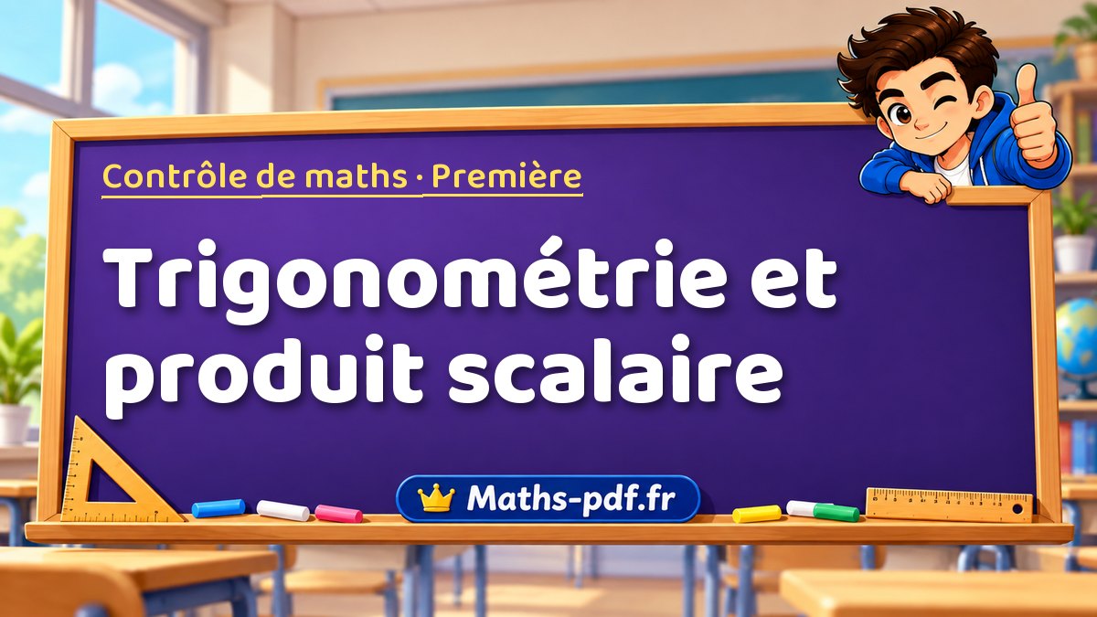 Trigonométrie et produit scalaire – Contrôle de maths niveau Première sur Maths-pdf.fr