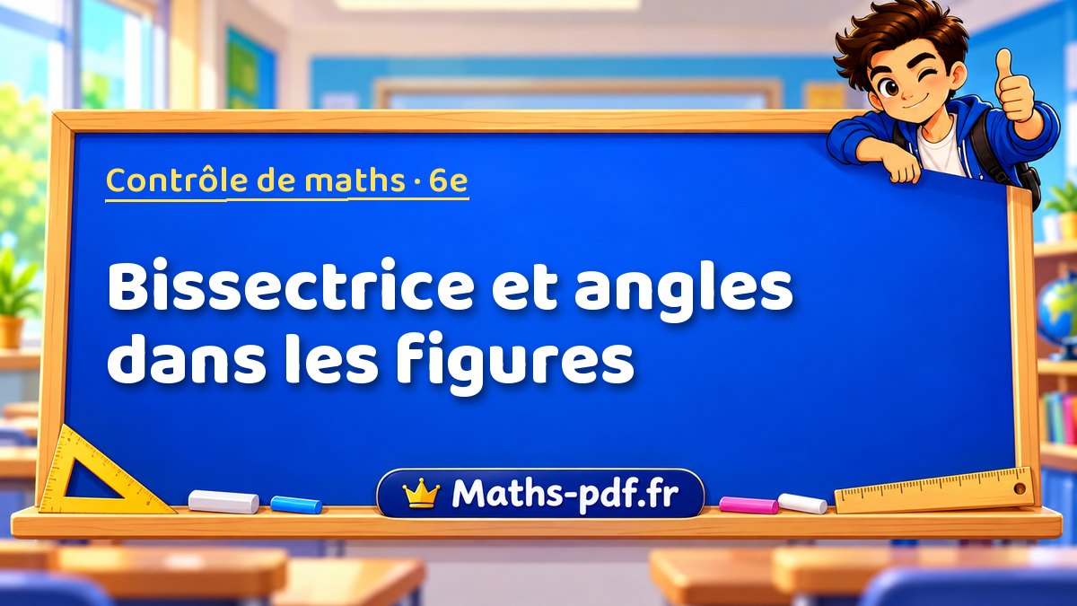 Bissectrice et angles dans les figures – Contrôle de maths niveau 6e sur Maths-pdf.fr