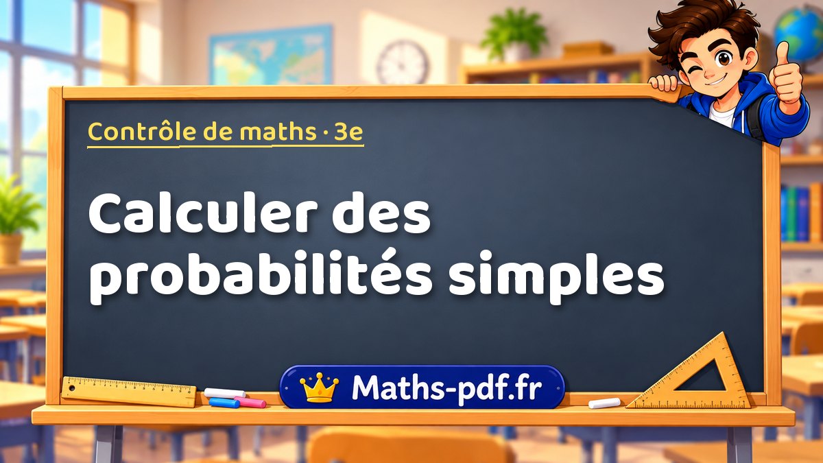 Calculer des probabilités simples – Contrôle de maths niveau 3e sur Maths-pdf.fr