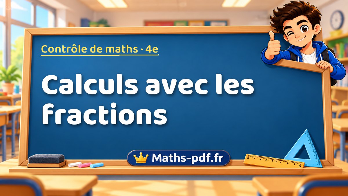 Calculs avec les fractions – Contrôle de maths niveau 4e sur Maths-pdf.fr