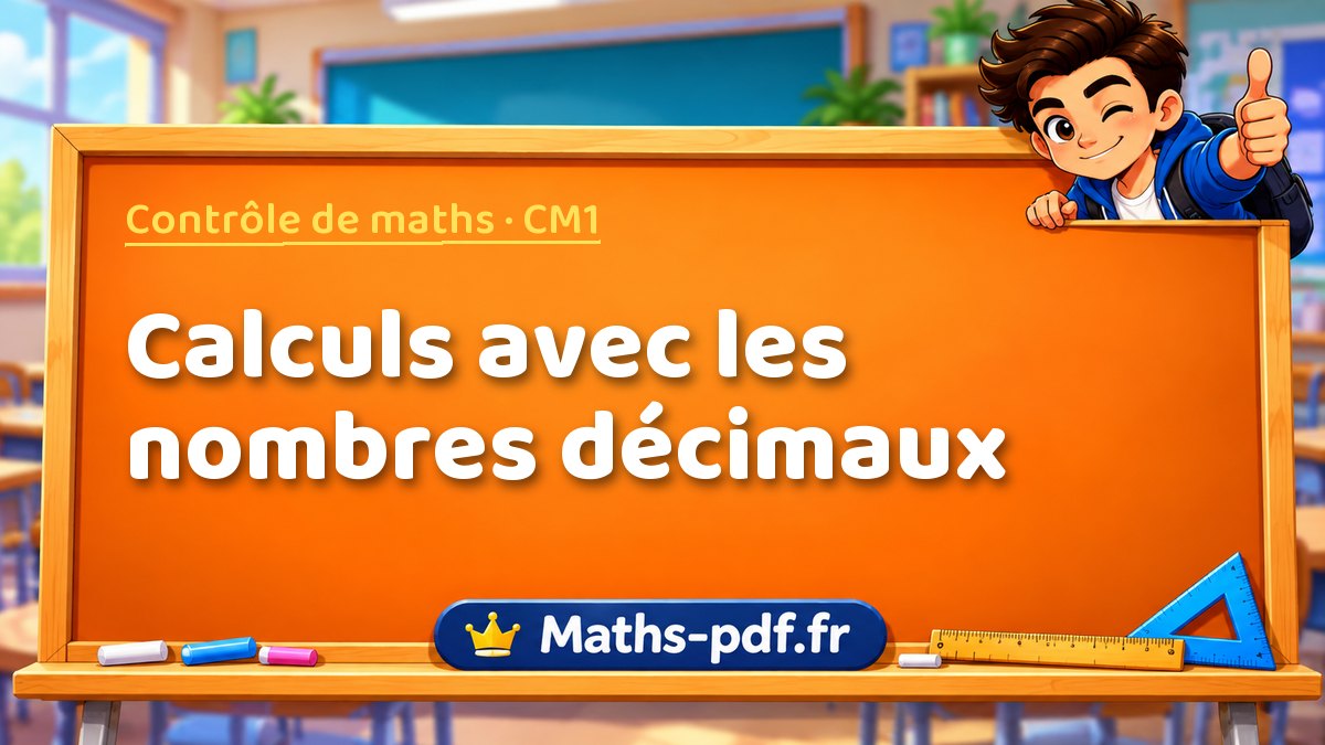 Calculs avec les nombres décimaux – Contrôle de maths niveau CM1 sur Maths-pdf.fr