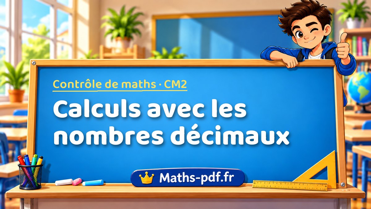 Calculs avec les nombres décimaux – Contrôle de maths niveau CM2 sur Maths-pdf.fr