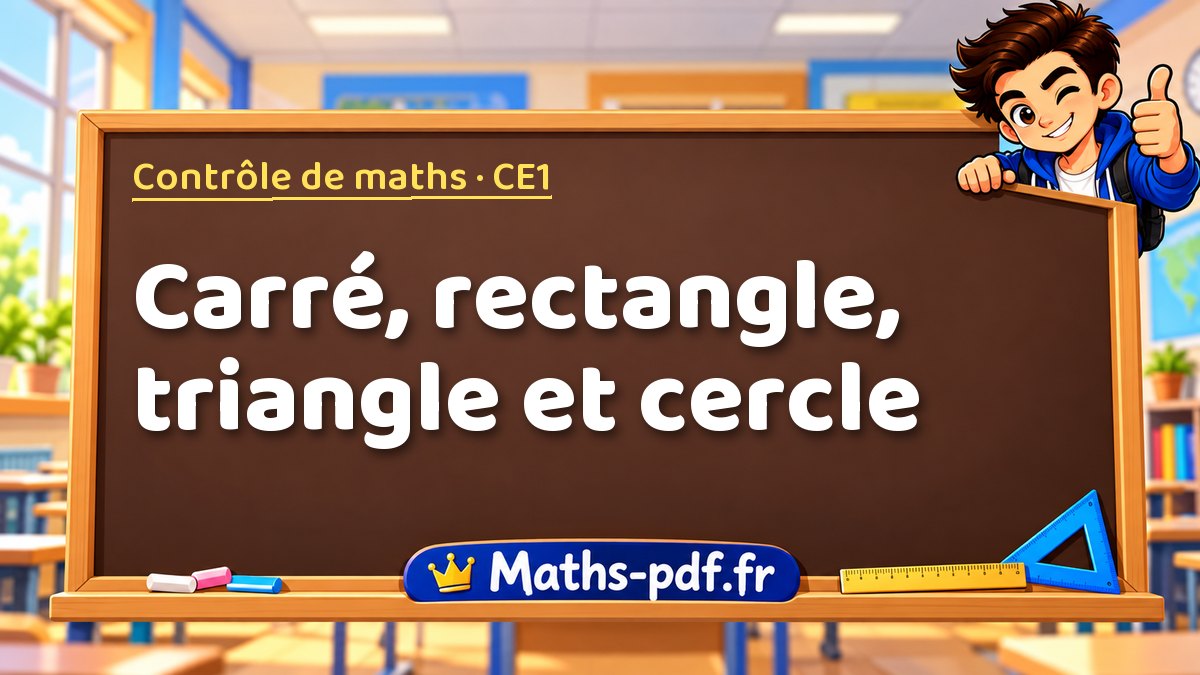 Carré, rectangle, triangle et cercle – Contrôle de maths niveau CE1 sur Maths-pdf.fr