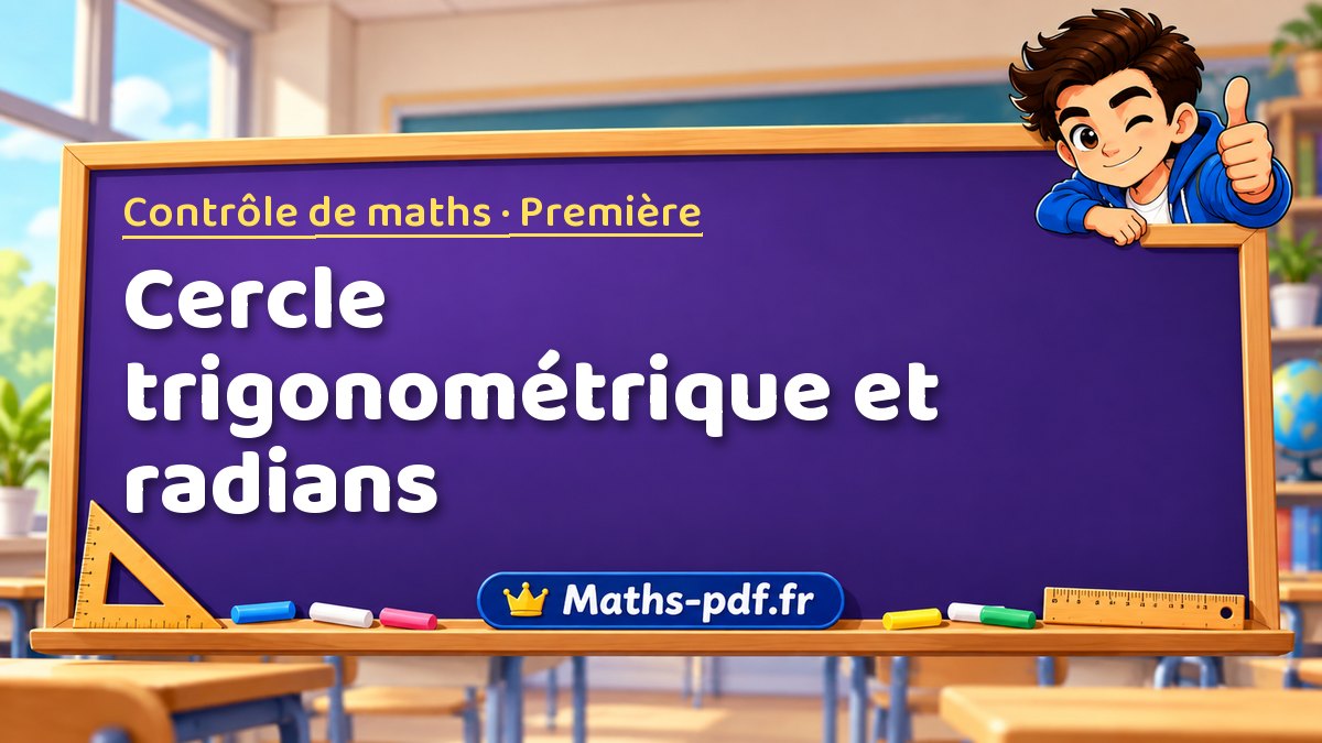 Cercle trigonométrique et radians – Contrôle de maths niveau Première sur Maths-pdf.fr