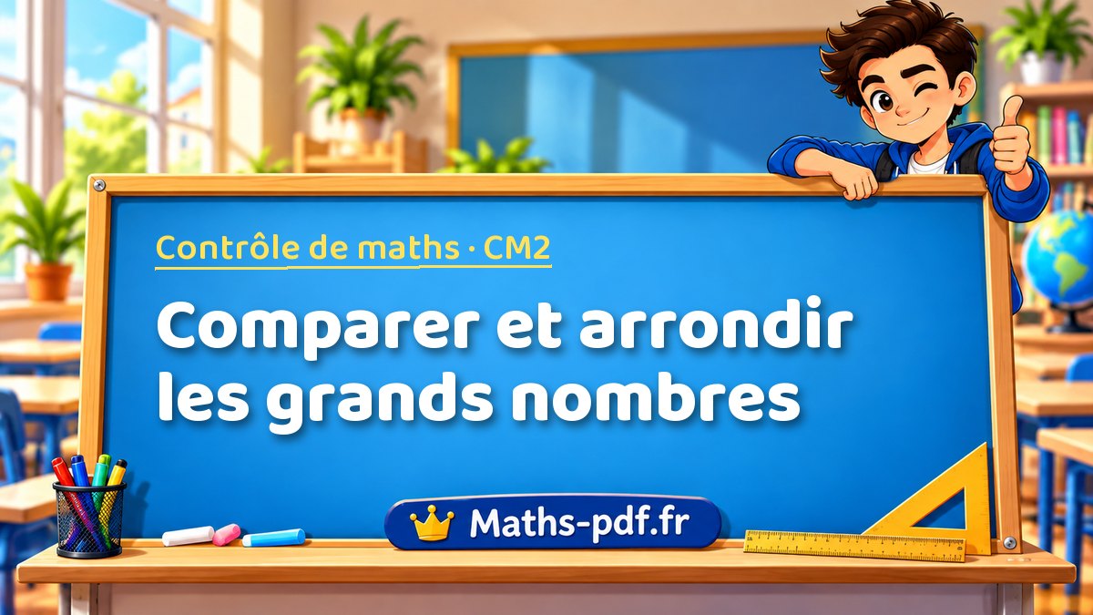 Comparer et arrondir les grands nombres – Contrôle de maths niveau CM2 sur Maths-pdf.fr