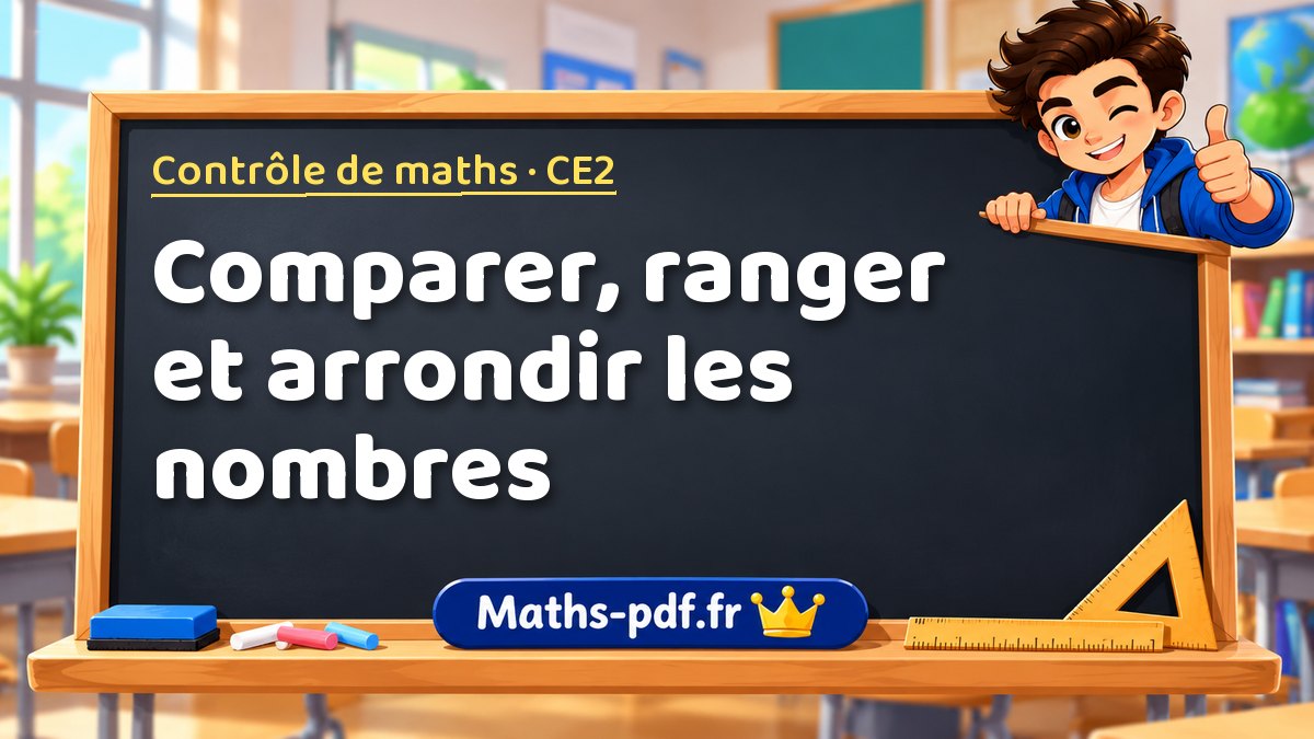 Comparer, ranger et arrondir les nombres – Contrôle de maths niveau CE2 sur Maths-pdf.fr