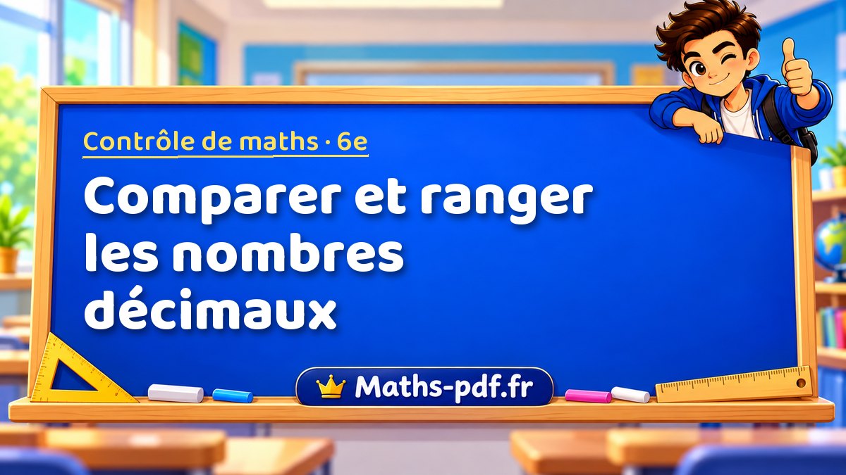 Comparer et ranger les nombres décimaux – Contrôle de maths niveau 6e sur Maths-pdf.fr